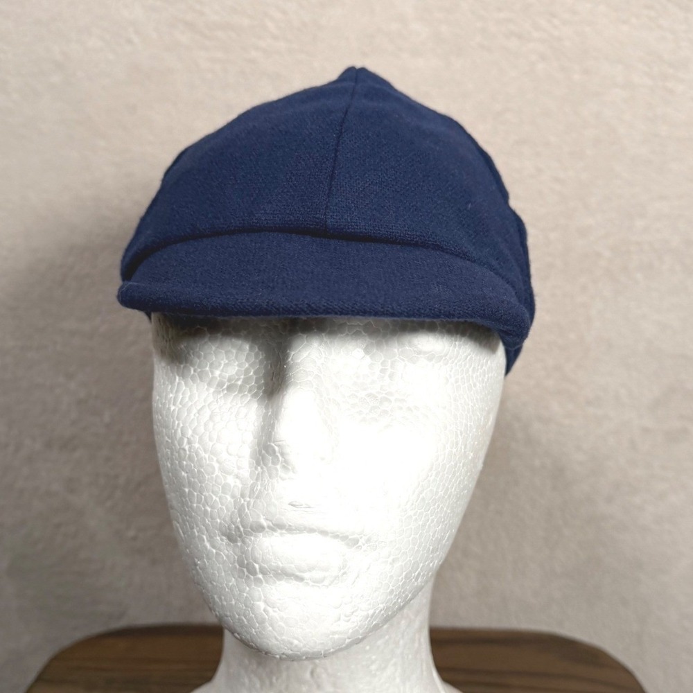 Vintage Kids Navy Blue Newsboy Cap Elastic Back Flat Cap Hat